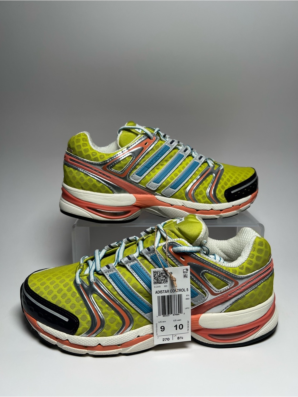 Adidas Adistar Control 5 Lime Green Silver Blue Shoes KJ3689 Mens Size 9 RARE